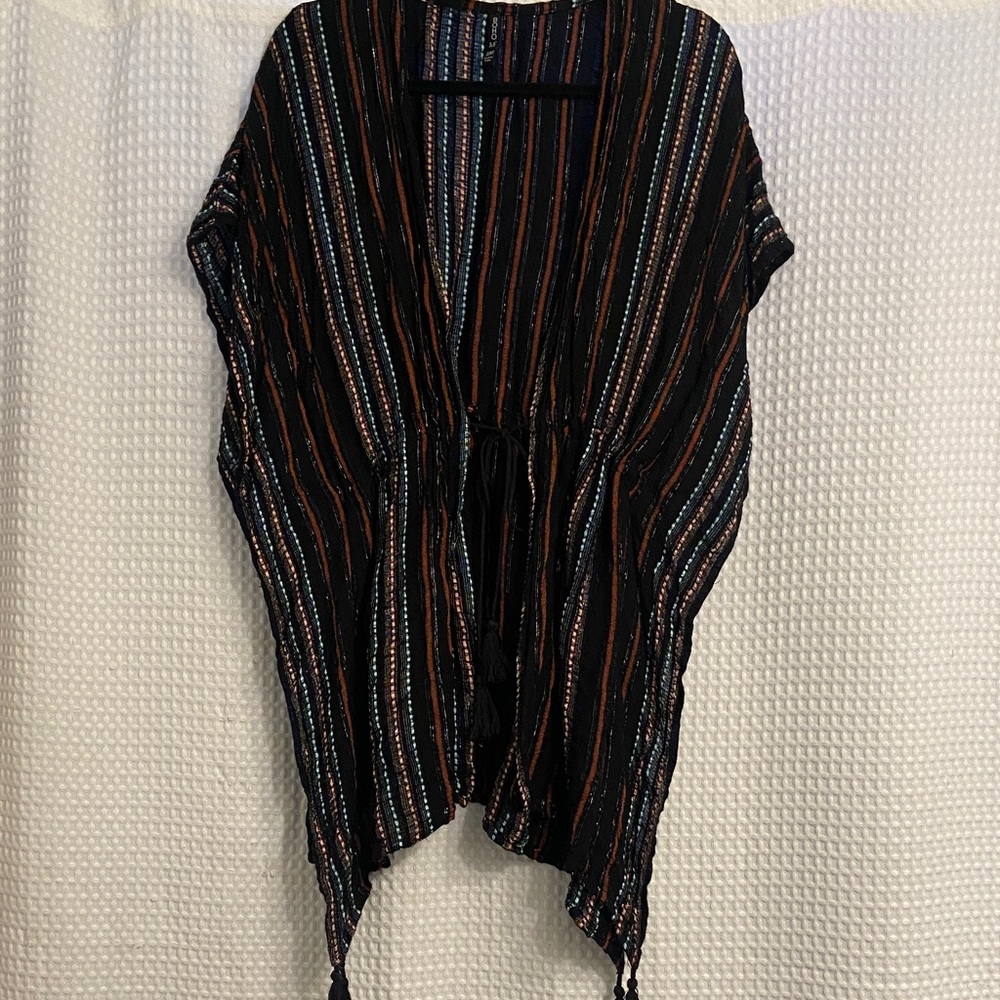 Striped Open-Front Kimono
